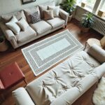 Set traverse, crem geometric 2 piese, 1 buc 70x150, 1 buc 60x90 - imagine 3
