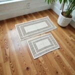 Set traverse, crem geometric 2 piese, 1 buc 70x150, 1 buc 60x90 - imagine 2