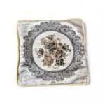 Față de pernă decorativă, gri cu flori