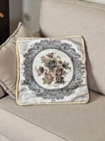 Față de pernă decorativă, gri cu flori - imagine 2