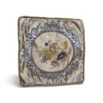 Față de pernă decorativă, maro cu flori