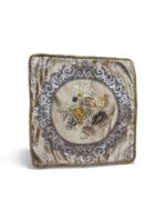 Față de pernă decorativă, maro cu flori