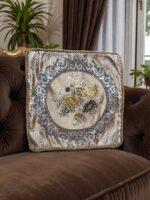 Față de pernă decorativă, maro cu flori - imagine 2