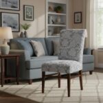 Set 6 bucăți huse de scaun, din jacard cu model, gri deschis