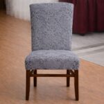 Set 6 bucăți huse de scaun, din jacard cu model, gri închis