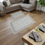 Traversă modernă, crem cu romburi, 60x90 cm - imagine 2