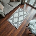 Traversă modernă, crem cu frunze, 70x150 cm - imagine 2