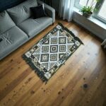 Traversă tradițională țesută, nuanțe de verde, 60x90 cm - imagine 2