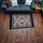 Traversă tradițională țesută, nuanțe de bleomarin, roșu și galben, 60x90 cm - imagine 2