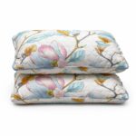 Set 2 perne 50x70 cm, albe cu flori anti-alergice