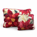 Set 2 perne anti-alergice, 50x70 și 40x40 cm, crem cu flori rosii