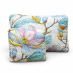 Set 2 perne anti-alergice, 50x70 și 40x40 cm, albe cu flori