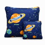 Set 2 perne anti-alergice, 70x70 și 40x40, albastru cu galaxie