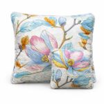 Set 2 perne anti-alergice, 70x70 și 40x40 cm, albe cu flori