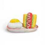 Set solnițe din ceramică, 3 piese, ou și hot-dog