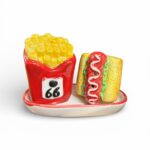 Set solnițe din ceramică, 3 piese, cartofi prăjiți și hot-dog